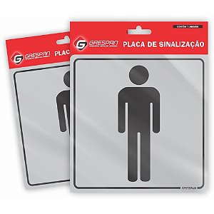 Placa de Sinalização WC Masculino 15X15CM Pacote com 5 Unidades