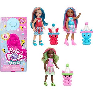 Barbie Reveal Chelsea POP Série Milkshake com 5 Surpresas e Mudança de COR