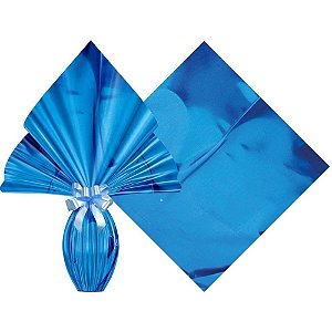 Embalagem para OVO de Páscoa 34X34CM Azul Pacote com 25