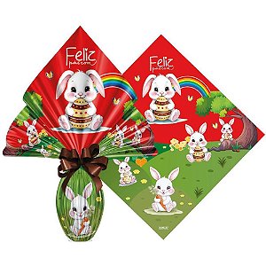 Embalagem para OVO de Páscoa 34X34CM Bosque do Coelho Vermelho Pacote com 25
