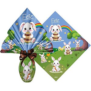 Embalagem para OVO de Páscoa 34X34CM Bosque do Coelho Azul Pacote com 25