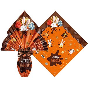 Embalagem para OVO de Páscoa 34X34CM Chocolatier Laranja Pacote com 25