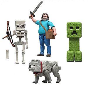 Boneco e Personagem Minecraft Filme 10CM com Acessórios e MOBS Articulados