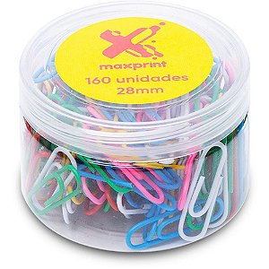 Clipes Coloridos Maxprint 28MM com 12 Tubos Caixa com 160 Unidades