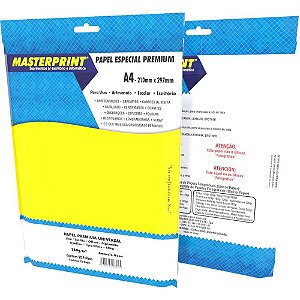 Papel A4 Color Amarelo Neon 180G Pacote com 20 Folhas