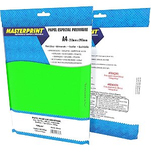 Papel A4 Color Verde Neon 180G Pacote com 20 Folhas