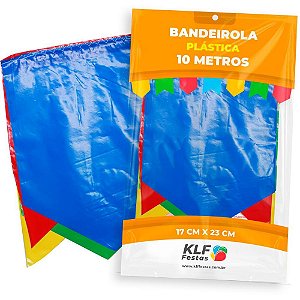 Bandeirola Plástica Decorativa 10M Tamanho 17X23CM Pacote