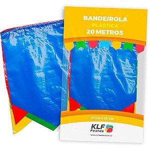 Bandeirola Plástica Decorativa 20M Tamanho 17X23CM Pacote