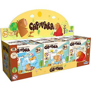 QUEBRA-CABEÇA de Madeira Capivara Mini 10 Peças Display com 6 Unidades