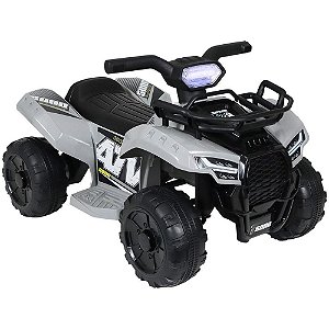 Quadriciclo Elétrico Infantil 6V Cinza com MP3, USB e Farol