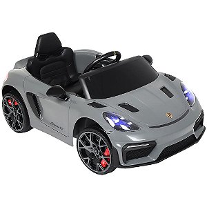 Veículo Elétrico Infantil Porsche SPYDER 12V Cinza com Controle Remoto e Bluetooth