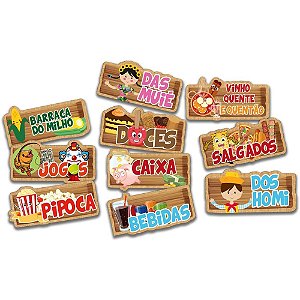 Placas Informativas para Festa Junina Pacote com 10 Unidades
