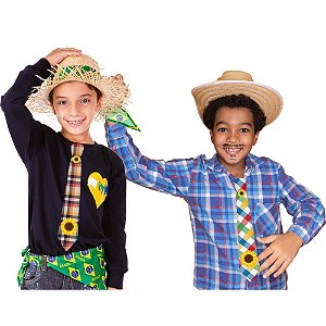 Gravata para Festa Junina Pacote com 8 Unidades