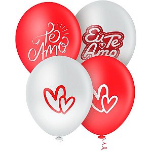 Balão 9 Polegadas Decorado AMOR Eterno Tamanho S Pacote com 25