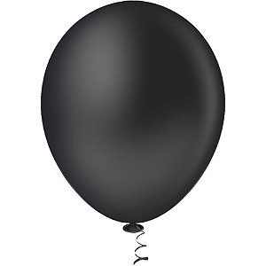 Balão 16 Polegadas Liso Preto Pacote com 12 Unidades