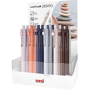 Caneta Esferográfica UNI Zento 0.7MM 12 Cores Sortidas Display com 24 Unidades