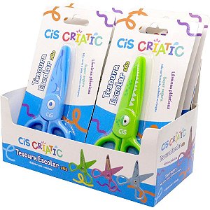 Tesoura Escolar CIS Criatic KS260 Sortida com Lâmina Plástica Display 6 Unidades