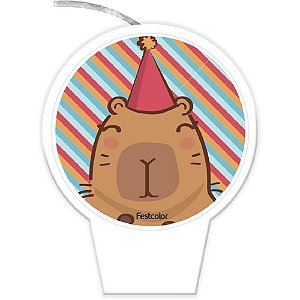 Vela para Aniversário Capivara Plana Decorativa e Divertida