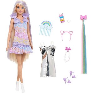 Barbie Fashion Boneca Loira Penteado Colorido com Acessórios