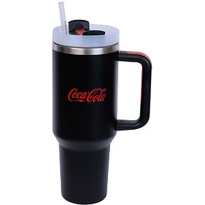 Copo Térmico COCA-COLA com ALÇA Preto 1,2 Litro INOX com Canudo