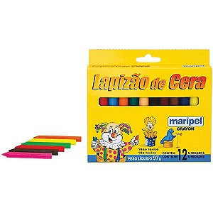 Giz de Cera Jumbo 12 Cores Atóxico Infantil Escolar