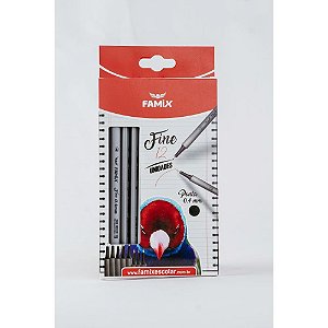 Caneta com Ponta Porosa Fine 0.4MM Preta Blister com 12 Unidades