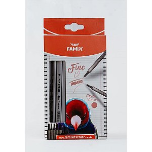 Caneta com Ponta Porosa Fine 0.4MM Rosa Ponta Japonesa Blister com 12