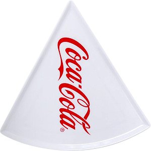 Prato Plástico COCA-COLA para Pizza 22CM Branco e Vermelho