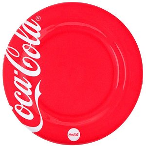 Prato Raso COCA-COLA de Melamina 25CM Vermelho