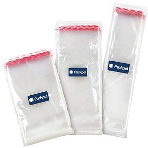 Saco Adesivado Transparente 08X15CM com ABA de 3CM Pacote com 50