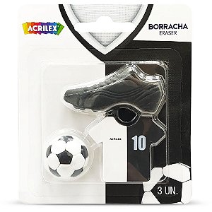 Borracha Decorada Futebol PRETO/BRANCO Pacote com 6 Unidades