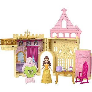 Boneca Disney Princesa Mini Castelo da Bela com Acessórios e Personagens