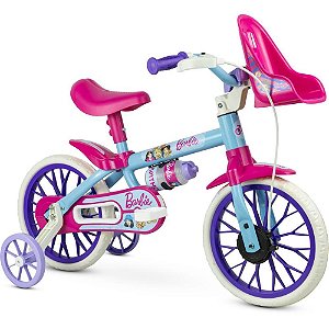 Bicicleta Infantil ARO 12 Barbie com Cestinha e Garrafinha