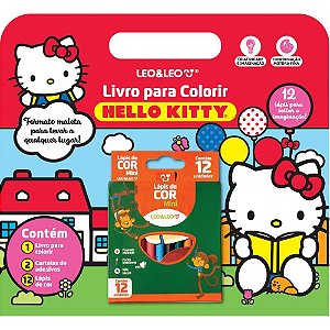 Livro Infantil Colorir Hello KITTY com 12 Lápis de COR e 76 Adesivos