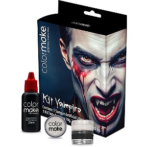 Pintura Facial KIT Especial Vampiro Colormake com Sangue, PÓ HD e Tintas