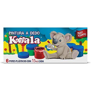 Tinta para Pintura a Dedo Koala 6 Cores 15ML Estojo Infantil