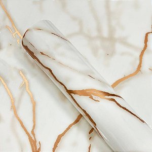 Contact Decorado 45CM X 10M Calacatta Branco Brilho Rolo
