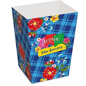 Embalagem para Alimentos Caixa para Pipoca P 6X6X12,5CM Decorada Arraiá Pacote com 10 Unidades