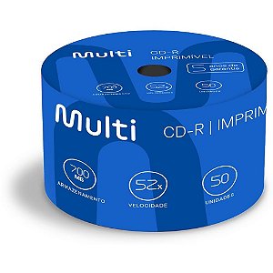 CD Gravável CD-R 52X SHRINK Imprimível Tubo com 50 Unidades