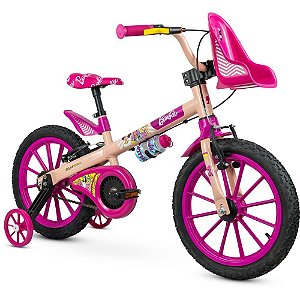 Bicicleta Infantil ARO 16 Barbie com Rodinhas Laterais Nathor