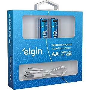 Pilha Recarregável Pequena AA Tipo com 2 Peças