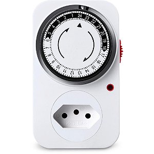 Timer Temporizador Analógico 10A 2P+T com Aterramento