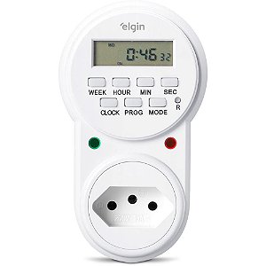 Timer Temporizador Digital 10A 2P+T com Programação Automática