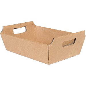 Cesta de Papel KRAFT Tamanho M 27X12X18,5CM Plastificada (pacote com 10)