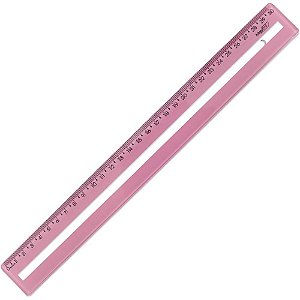 Régua de Poliestireno Guia de Leitura Rosa 30CM Pacote com 10 Unidades