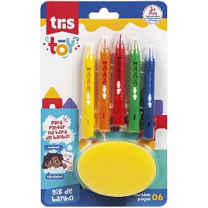 Giz de Cera Jumbo TRIS TOY para Banho com Esponja Blister