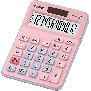 Calculadora de Mesa 12 Dígitos Rosa e Azul Claro SOLAR/BATERIA