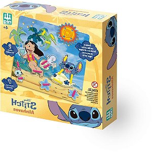 Brinquedo Educativo STITCH Alinhavos com 2 Placas e 16 Peças em Madeira