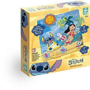 Brinquedo Educativo STITCH Alinhavos com 2 Placas e 16 Peças em Madeira