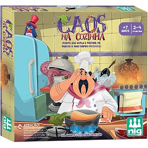 Jogo Educativo Caos NA Cozinha com Cartas, Panelas, Pratos e Acessórios
